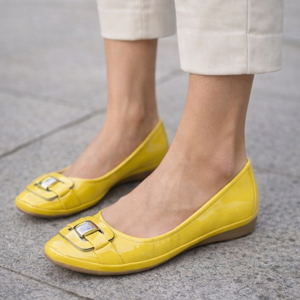 Naturalizer N5 Comfort Voylan Y2K Indie Sleaze Sqaure Toe Buckle Flats 7.5M - Picture 16 of 16